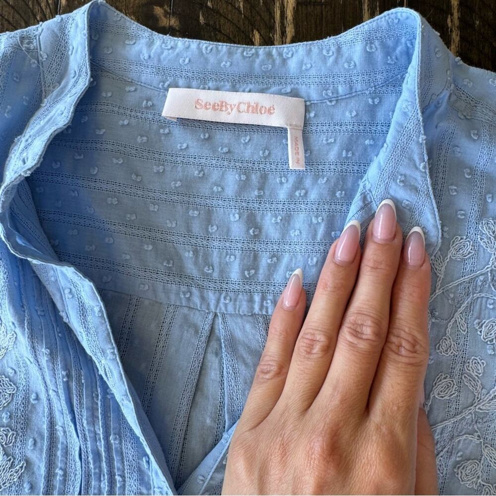 See by Chloé - Light Blue Chambray Tie Dress – Size Mediu - Picture 6 of 17